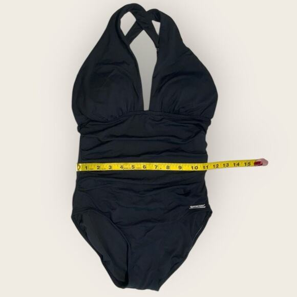 NWT | Michael Kors | Ruched Cross-Back One-Piece Swimsuit | Black | Size 4 - Picture 6 of 16